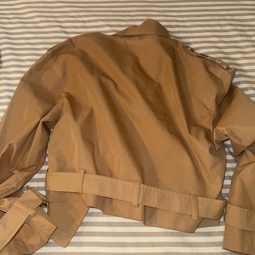 Tan Cropped Trench Coat - Picture 3 of 5